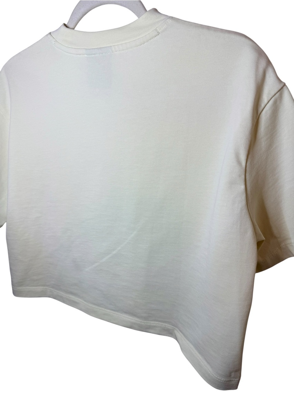 Nike Essential Cropped Tee Light Yellow Embroidered Logo Medium - Picture 4 of 9
